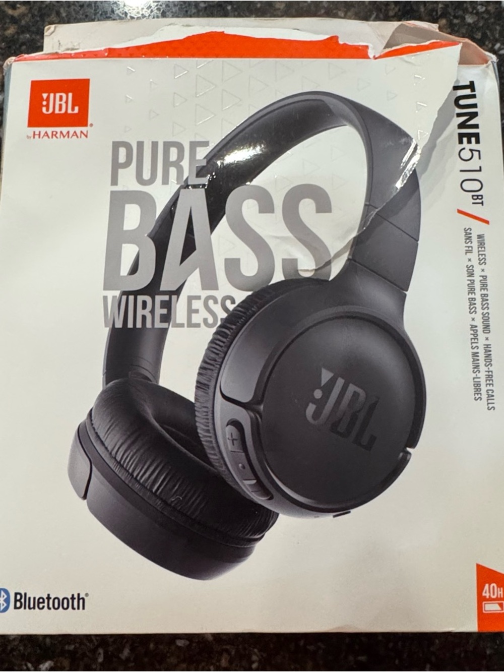 JBL Foldable On-Ear Headphones - Black with Orange Cable